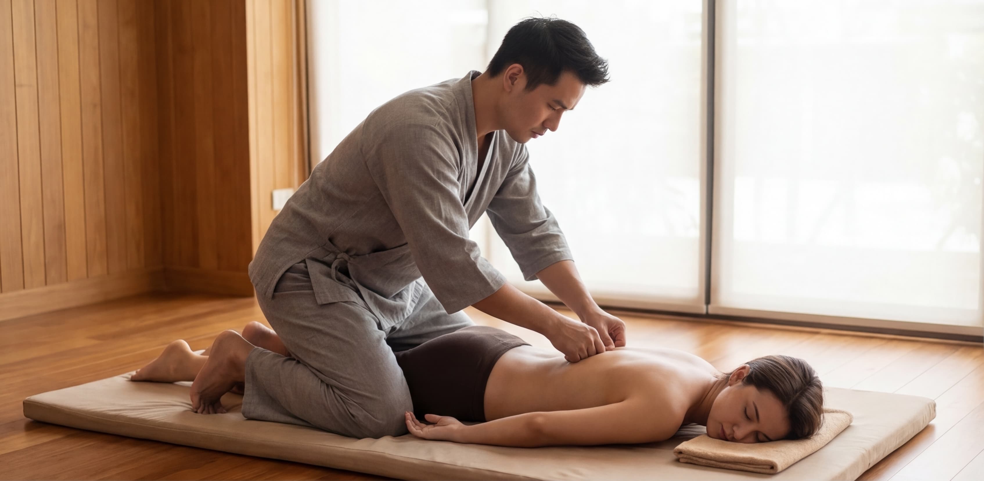 Floor-based bodywork session